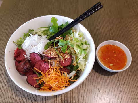 Vermicelli Rice Noodles with BBQ Vietnamese pork sausages
