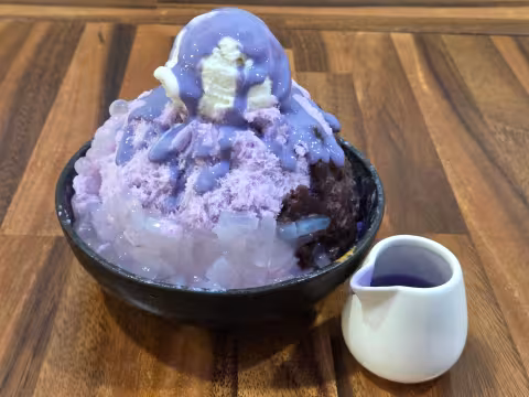 Taro Snow Ice With Red Bean Lychee
